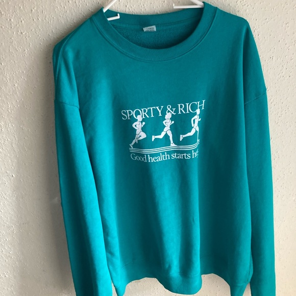 Sporty & Rich Other - Mens Sporty & Rich Crewneck Sweater Size Large - Turquoise Long Sleeve